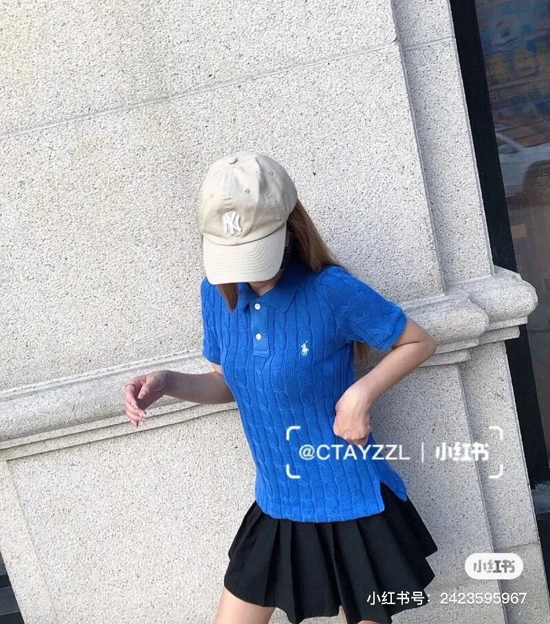 🅿️158 L18 #Ralph Lauren•Polo collar embroidered short-sleeved bottoming knitted sweater ✅✅✅Ready stock Focus on quality Feel free to compare Size: S M L